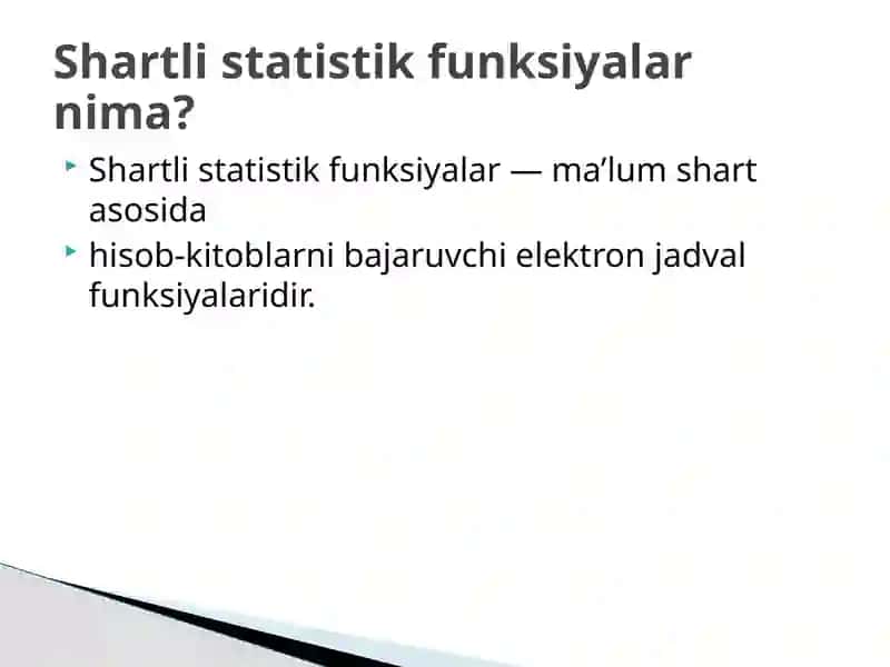 Shartli statistik funksiyalar 3