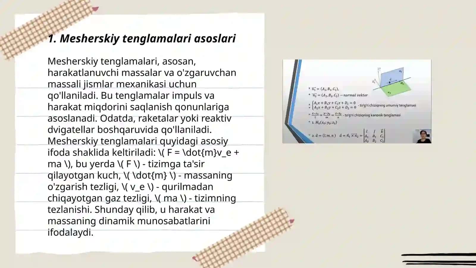 Mesherskiy tenglamalari 3