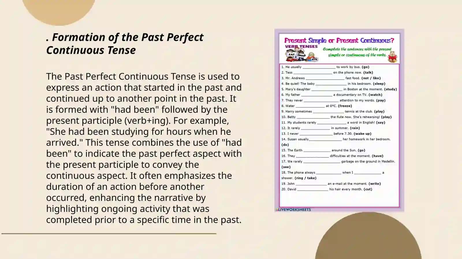 Past Perfect Continuous Tense 3