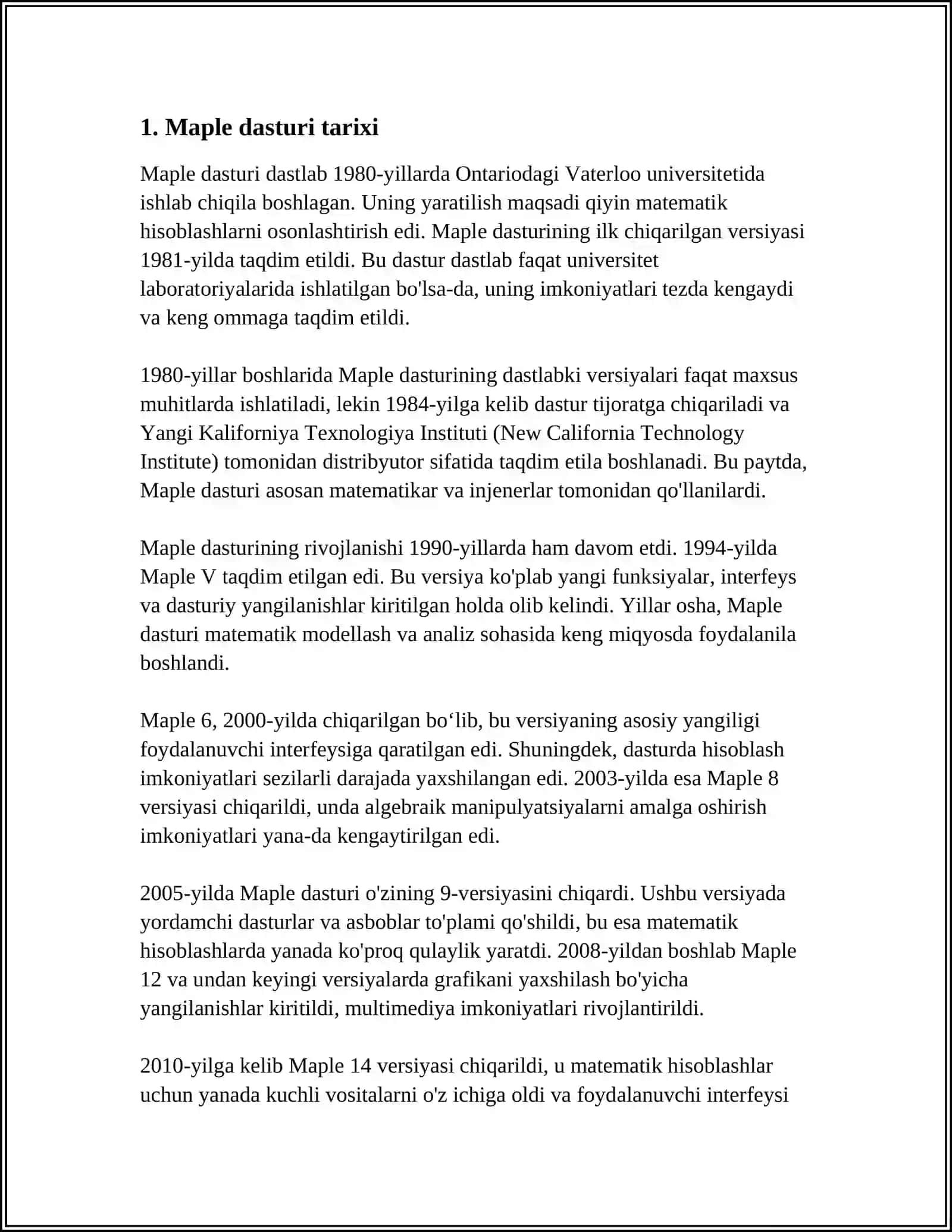 Maple Dasturi Haqida Umumiy Tushunchalar 3