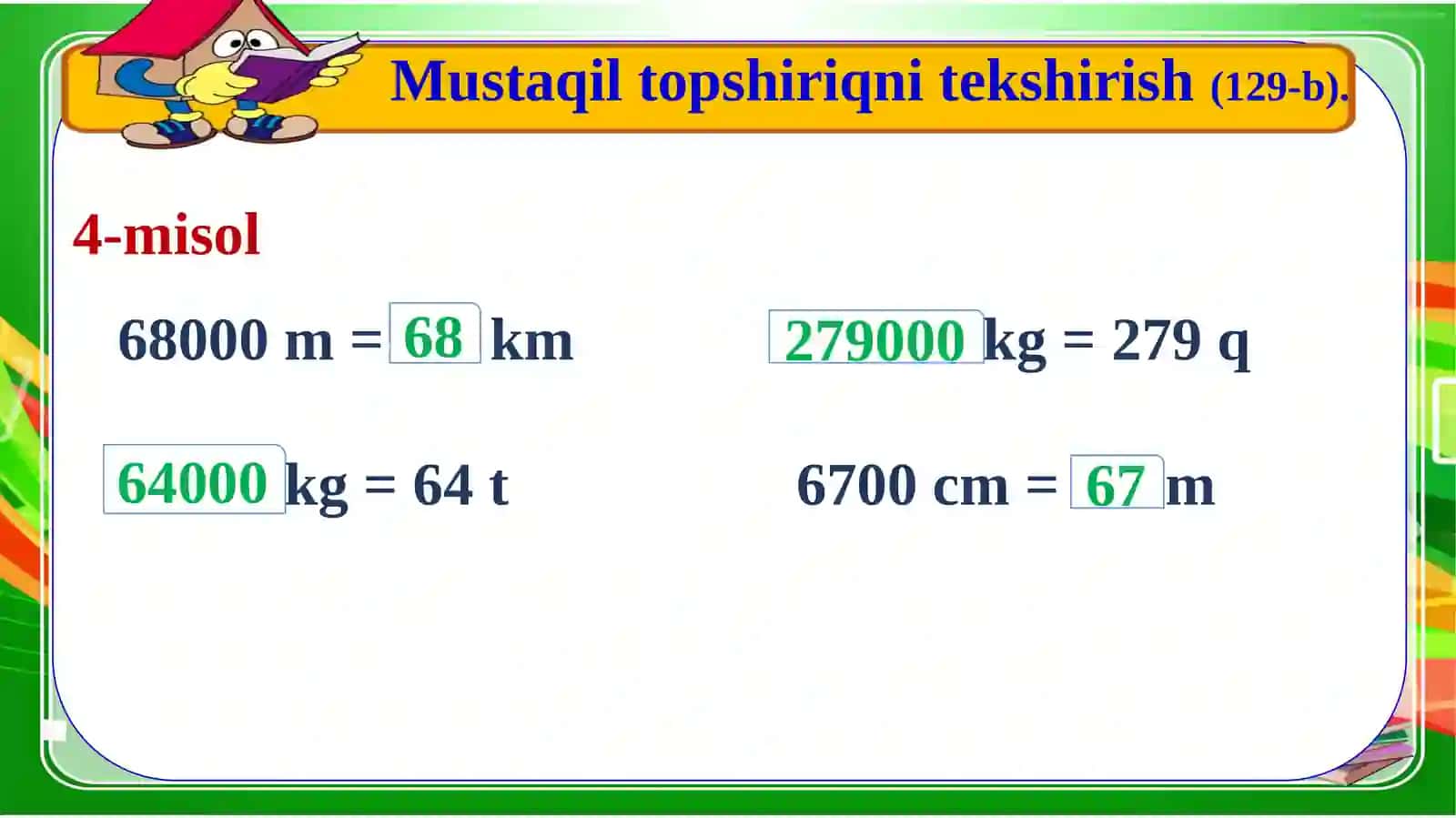 Tezlikni topishga doir masalalarni mustahkamlash 3