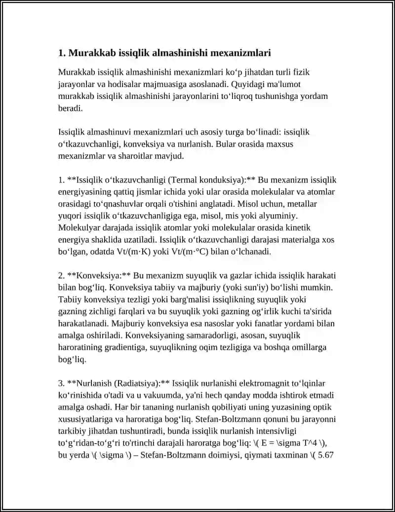 Murakkab Issiqlik Almashinasi Mexanizmlari 3