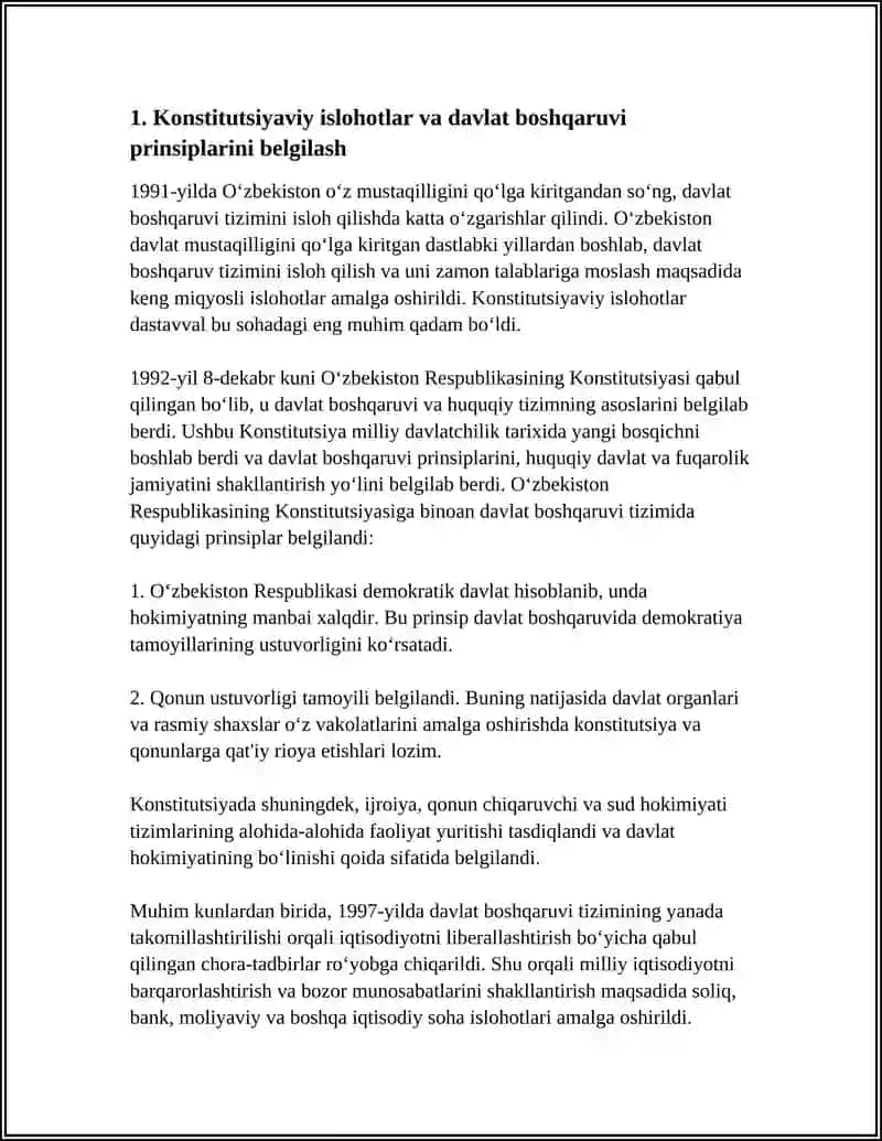 Konstitutsiyaviy islohotlar va davlat boshqaruvi prinsiplarini belgilash 3