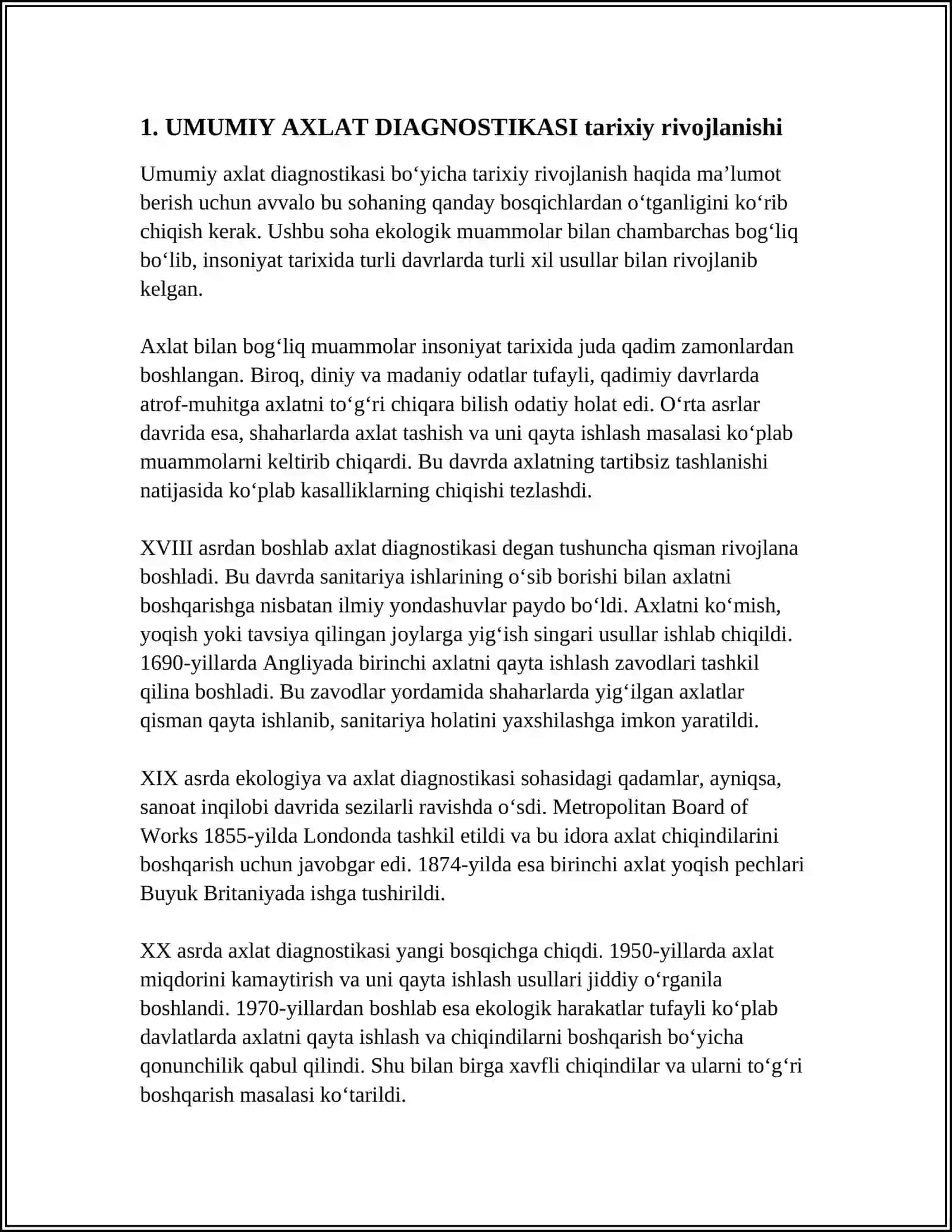 MUSTAQIL ISH Mavzu: UMUMIY AXLAT DIAGNOSTIKASI 3