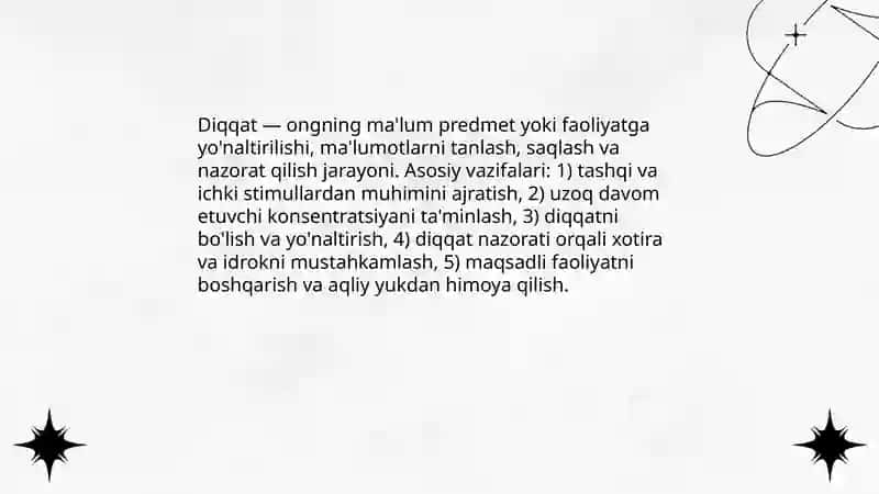 Diqqat turlari va uning xususiyatlari 3