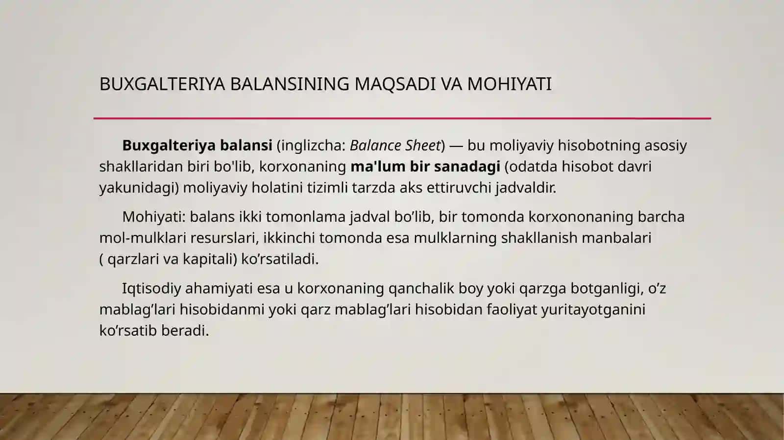 Buxgalteriya balansining asosiy prinsiplari va elementlari 3