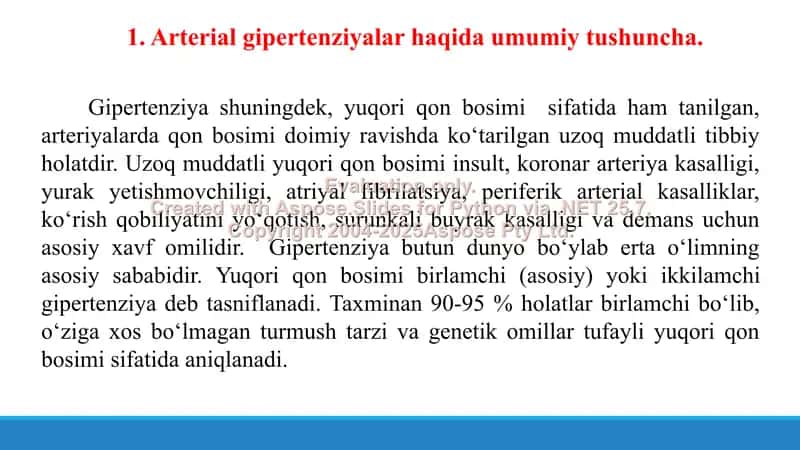 6. Arterial gipertenziyalar, patofiziologiyasi, davolash usullari. Taqdimot 16 bet. 3