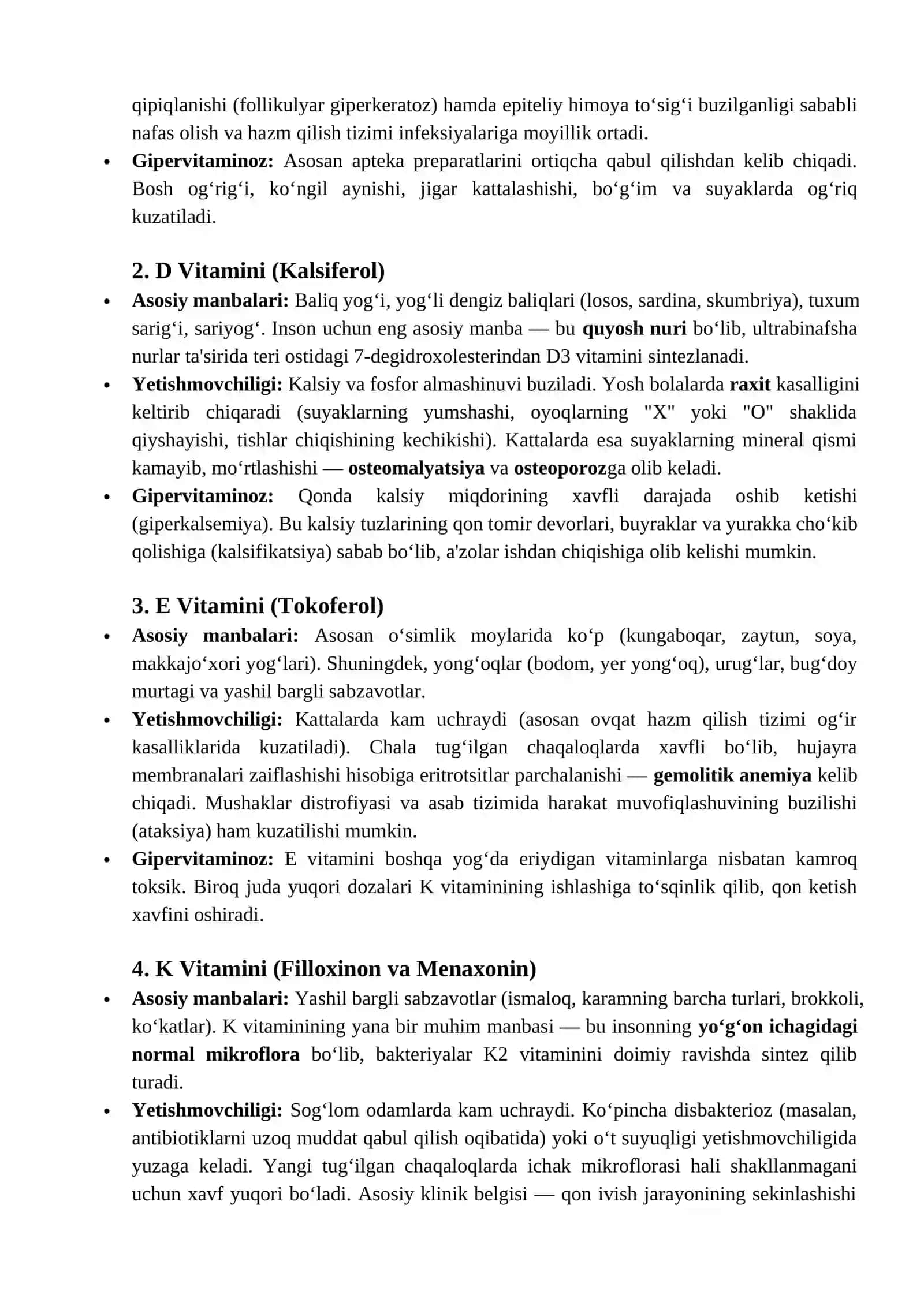 Yog`da eriydigan vitaminlar tuzulishi va funksiyalari 3