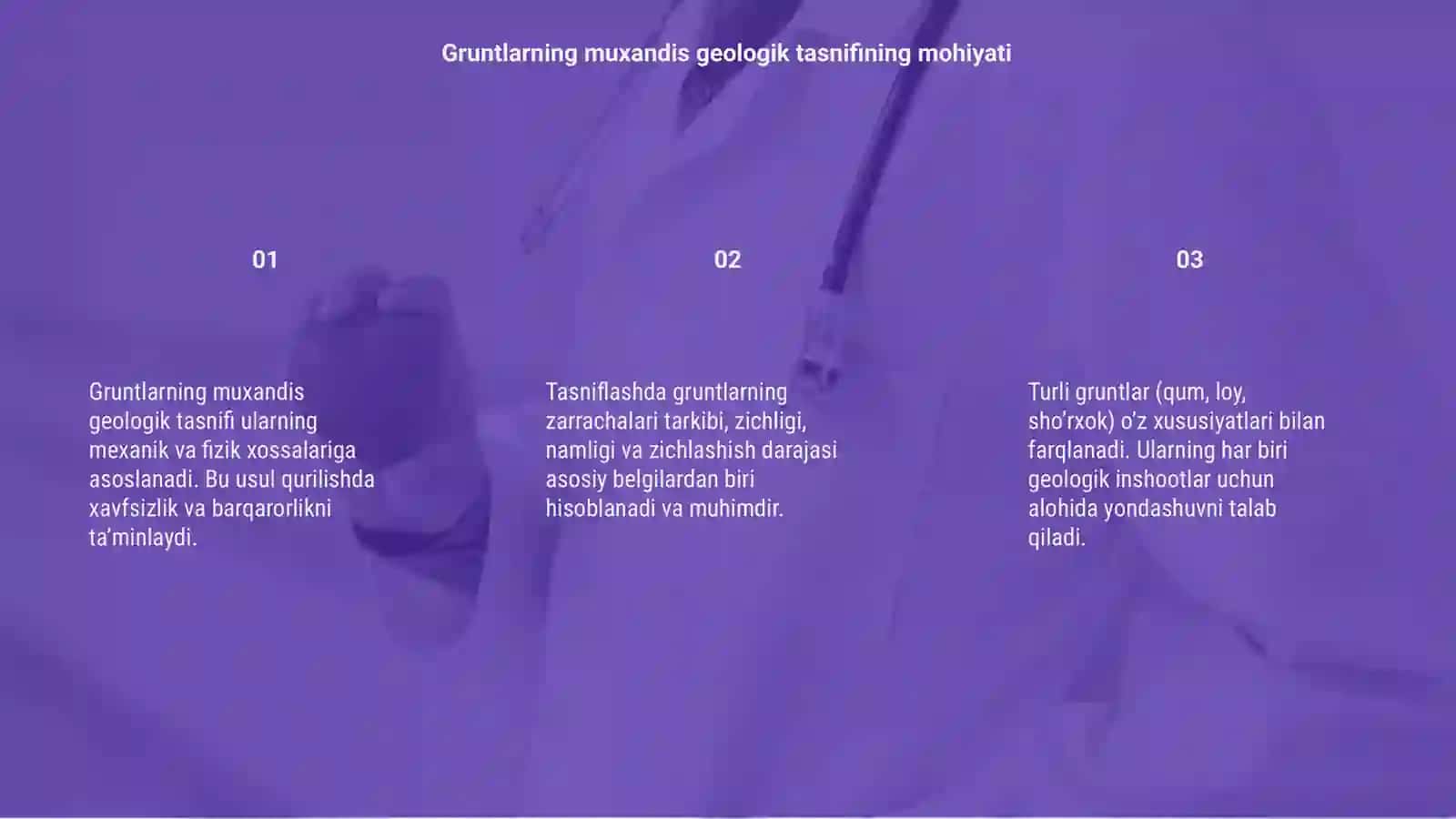 Gruntlarning muxandis geologik tasniflashdagi asosiy belgilari va ular boʻyicha gruntlarning turlari 3