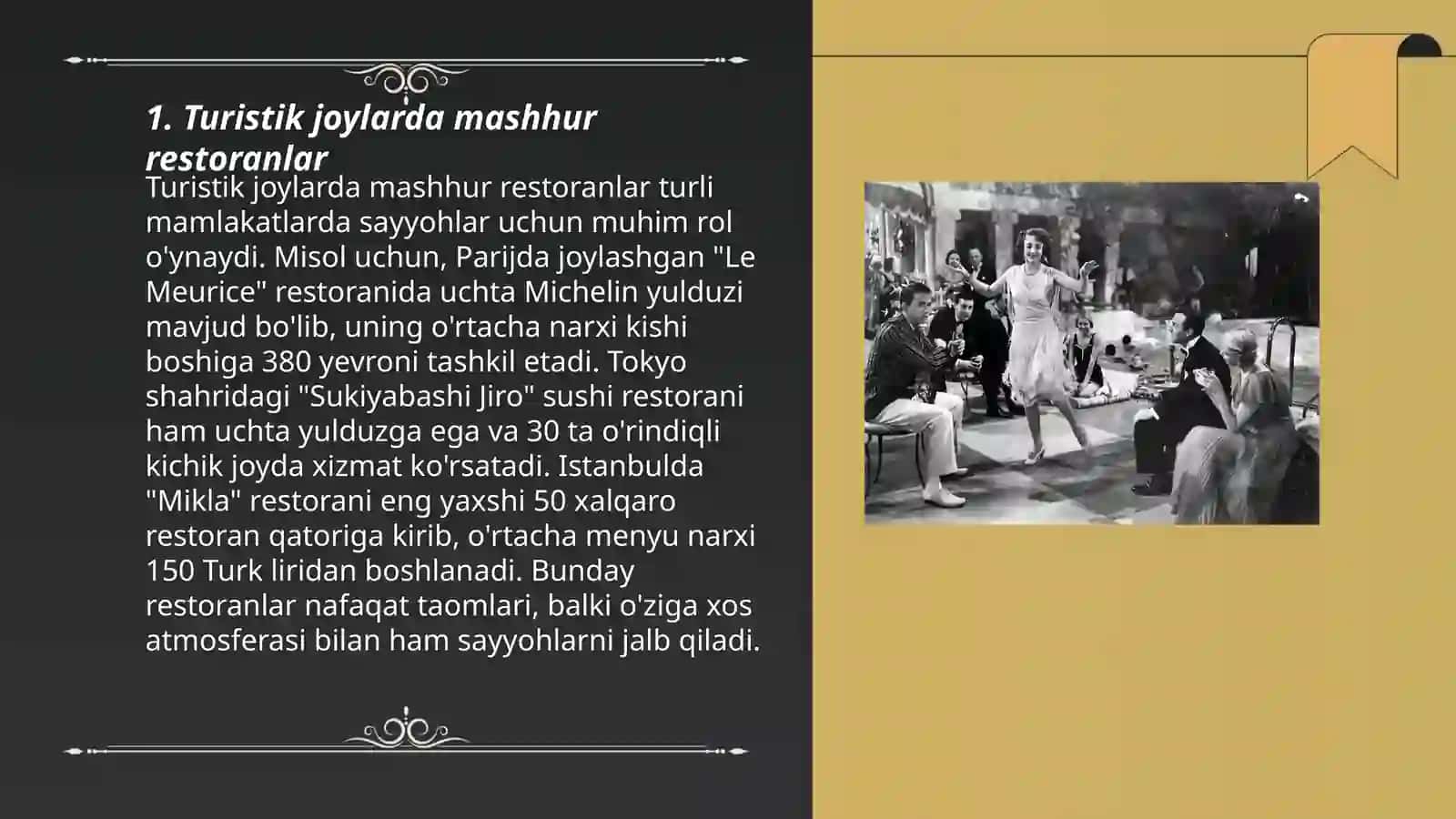 Turistik manzillardagi mashhur oshxonalar va restoranlar 3