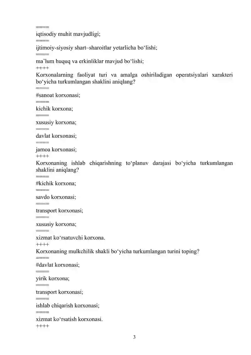 IQTISODIYOT NAZARIYASI FANIDAN TEST, 500 talik javoblari bilan (yakuniy uchun) 3