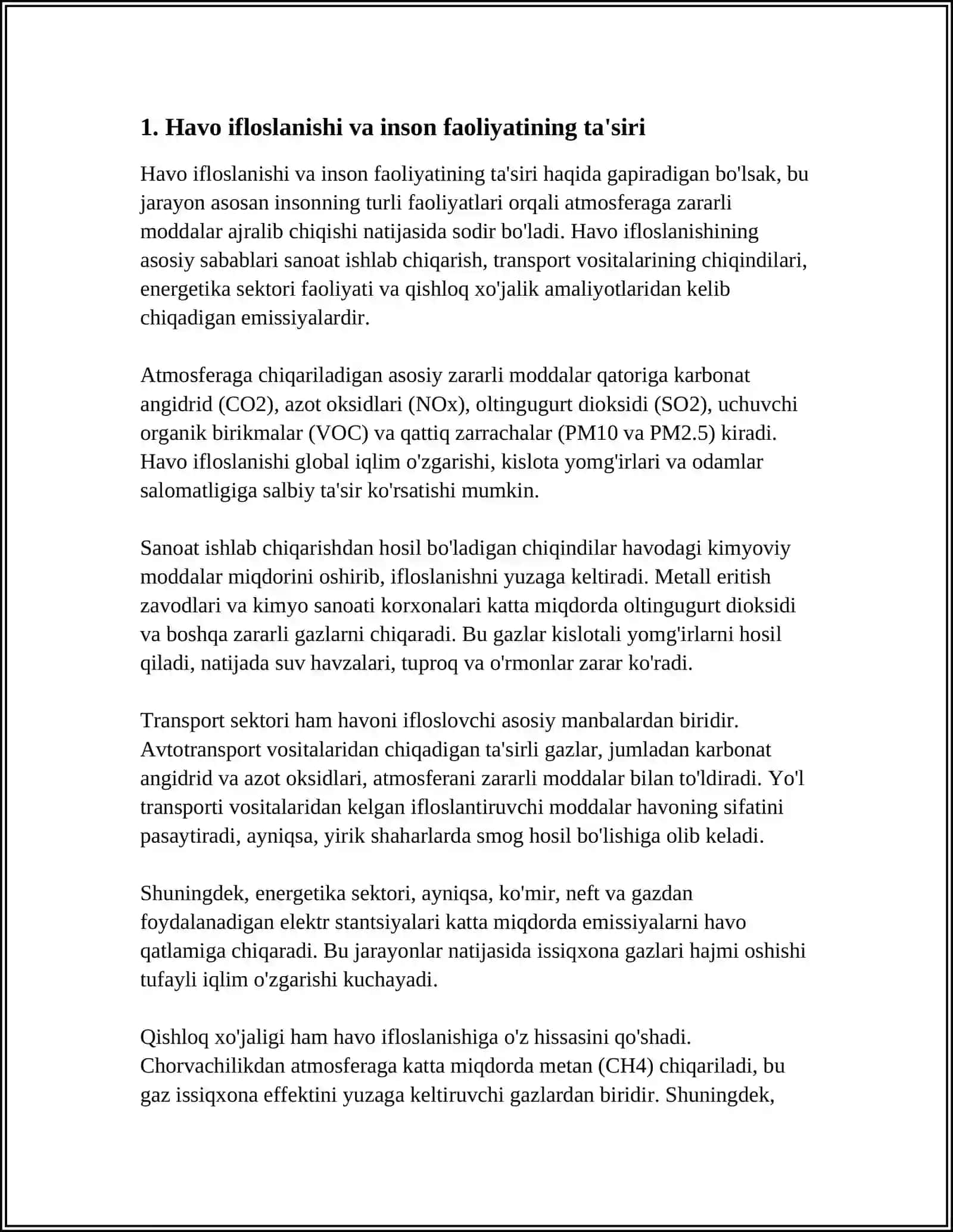 INSON FAOLIYATINING TABIATGA TAʼSIRI VA TABIATNING JAVOBI 3