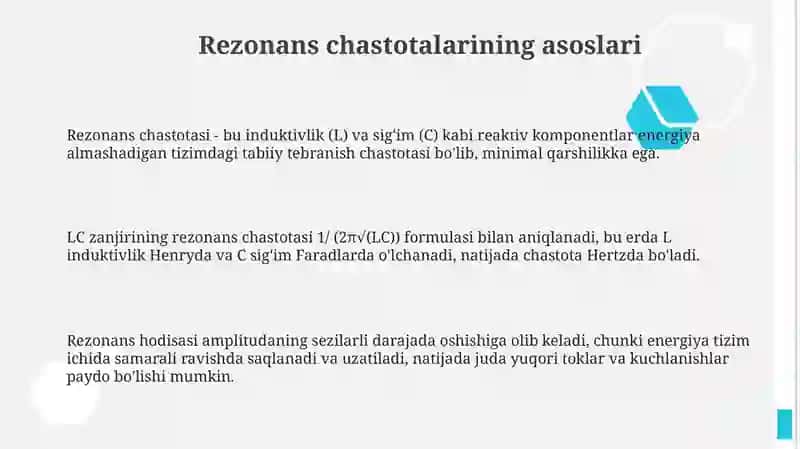 Elektron vositalarning rezonans chastotalarini aniqlash 3