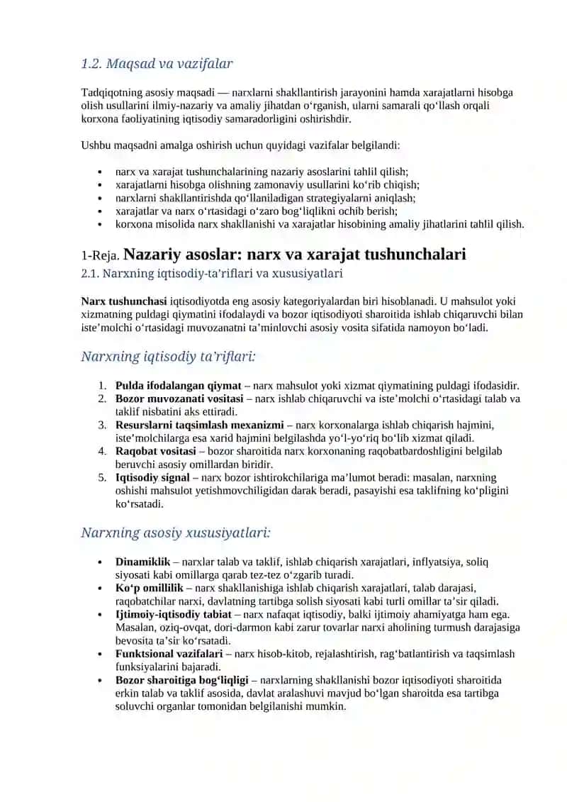 Narxlarni shakillantirish va xarajatlarni hisobga olish 3