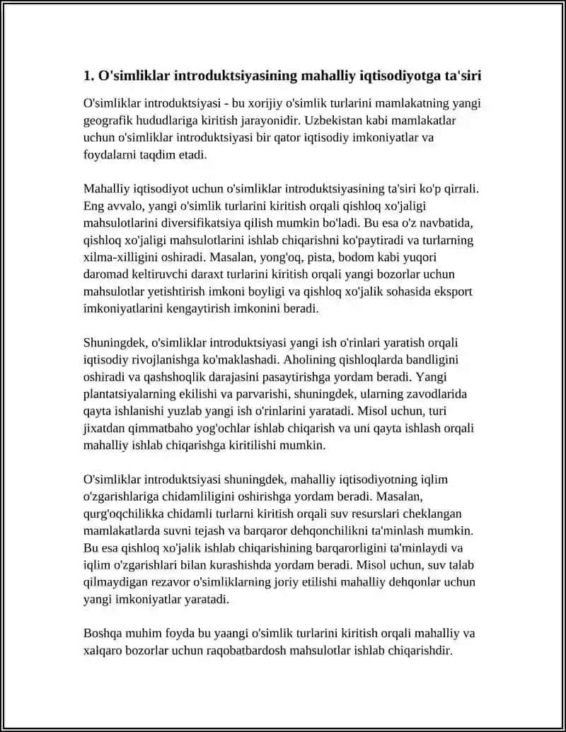 OSIMLIKLAR INTRODUKSIYASINING IJTIMOIY -IQTISODIY TA'SIRI 3