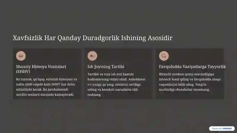 Duradgorlik Asboblari va Dastgohlaridan Foydalanishning Umumiy Talablari 3