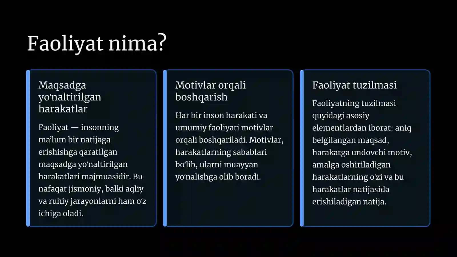 FAOLIYAT VA UNING TUZILMASI MOTIV VA MOTIVATSIYA 3
