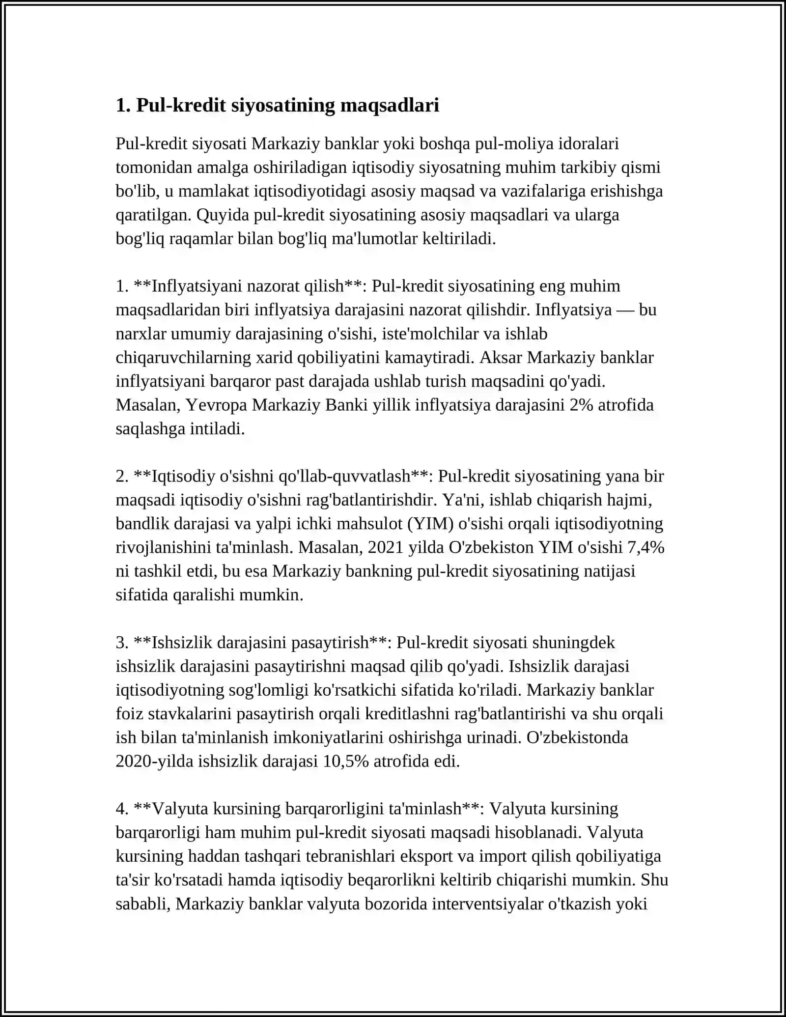 OZBEKISTONDA DAVLATNING PUL KREDIT SIYOSATI 3