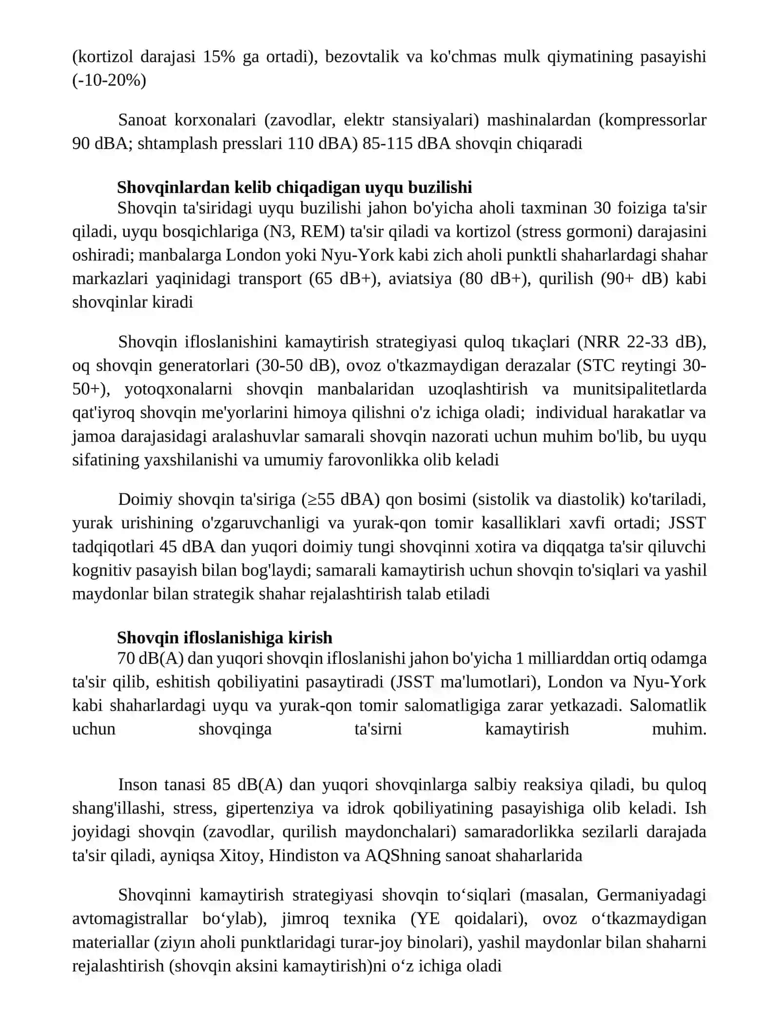 Inson organizmiga shovqinning ta’siri va uni kamaytirish vositalari 3