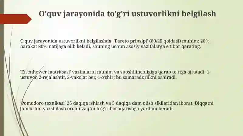 O'quv jarayonida ustuvorlikni belgilash 3