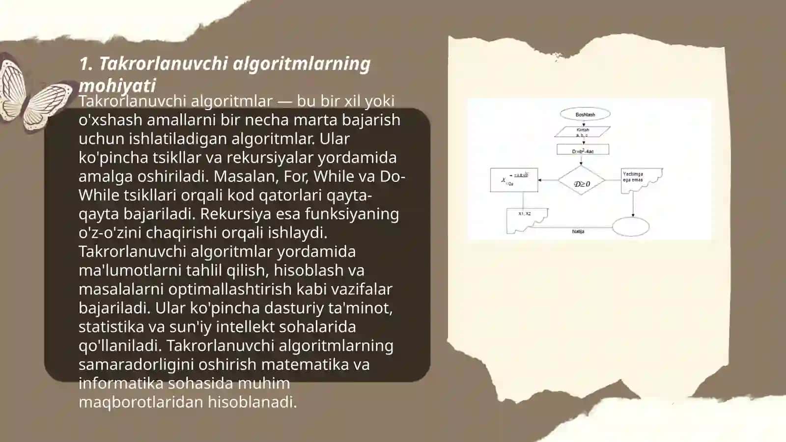 Takrorlanuvchi algoritmlar va ularni tasvirlash usullari 3