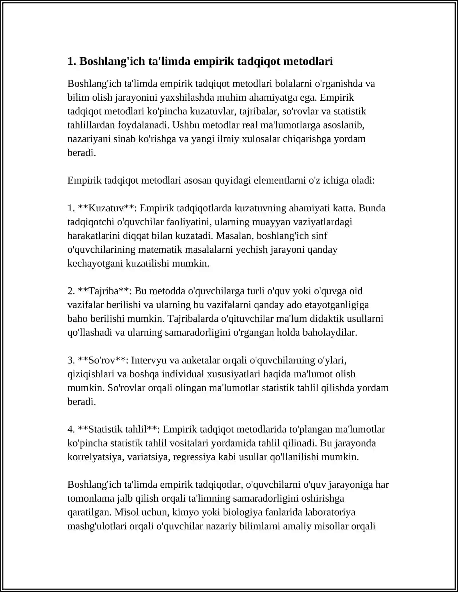 BOSHLANG'ICH TA'LIM PEDAGOGIKASINING TAQIQOT MEDODLARI 3