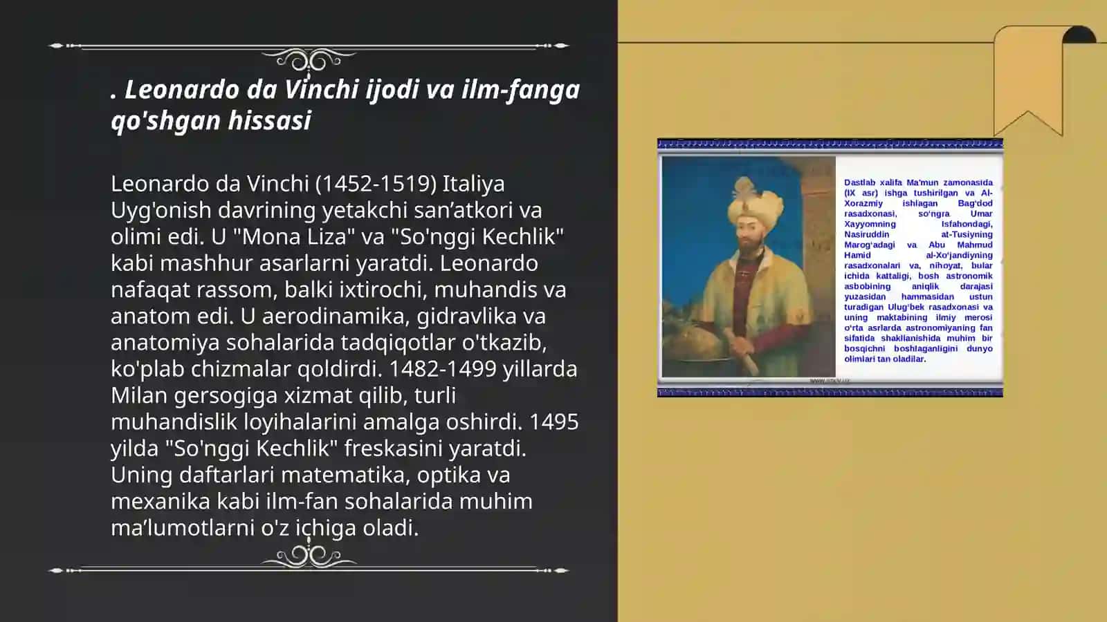 Leonardo da Vinchi ijodi va ilm-fanga qo'shgan hissasi 3