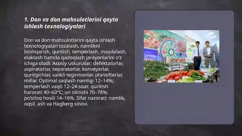 QISHLOQ XO‘JALIK MAHSULOTLARINI QAYTA ISHLASH VA SAQLASH 3