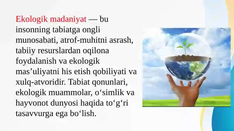 Ekologik madaniyatni shakllantirish 3
