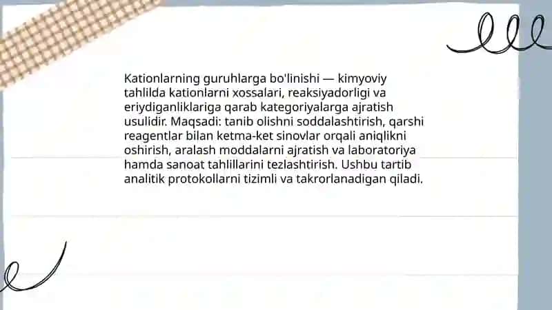 Kationlarning guruhlarga bo'linishi 3