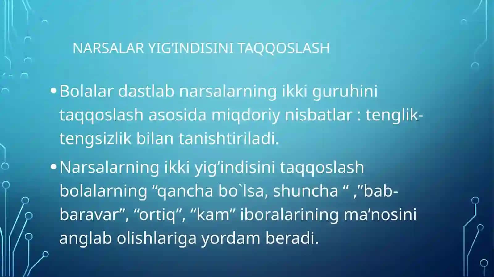 Ilk va maktabgacha yoshdagi bolalarning predmetlar miqdorini idrok qilish, esda olib qolishi va taqqoslashning o`ziga xos xususiyatlari 3