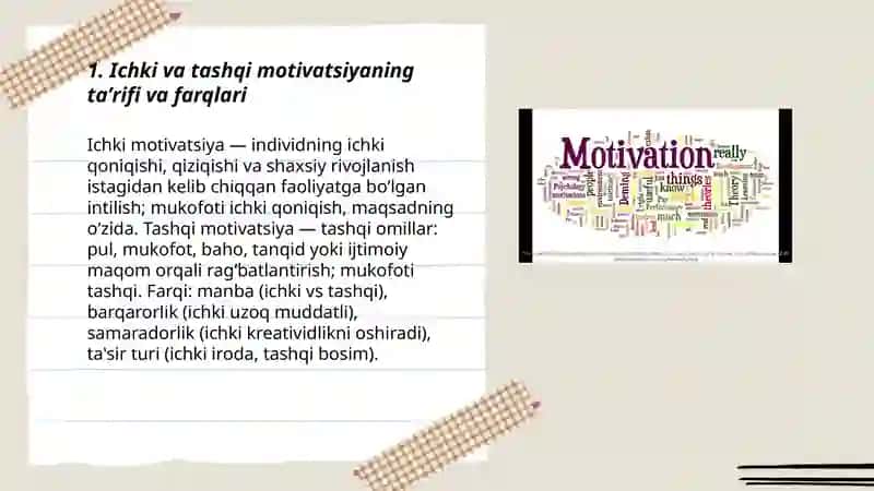 Motivaciyaning asosiy turlari motivaciya boshqishlari 3