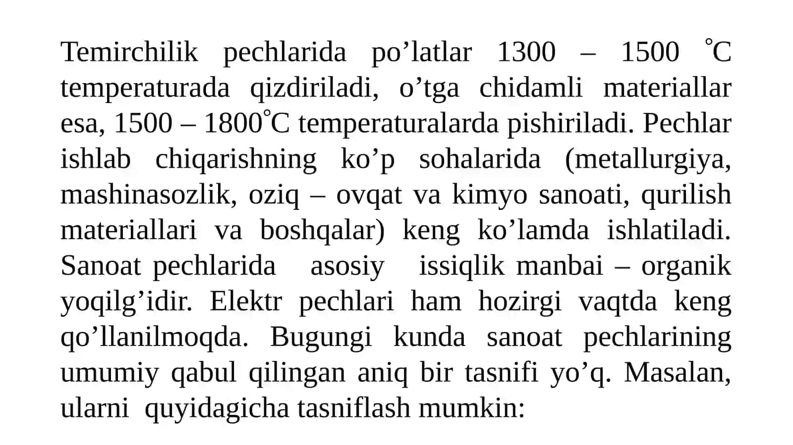 SANOAT PECHLARI TURLARI VA ASOSIY KO‘RSATKICHLARI 3