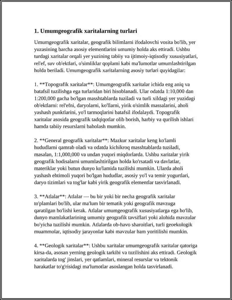 Umumgeografik xaritalarni O'rganish 3