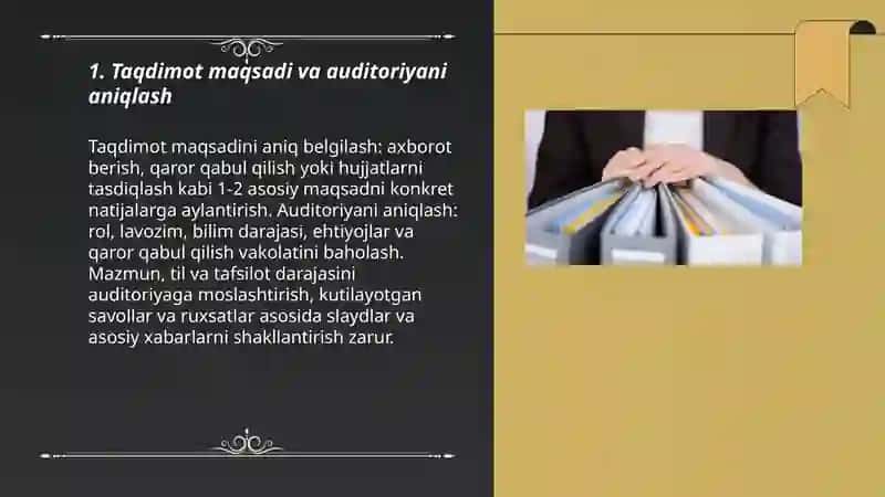 Tashkiliy hujatlar boʻyicha taqdimot tayyorlash 3