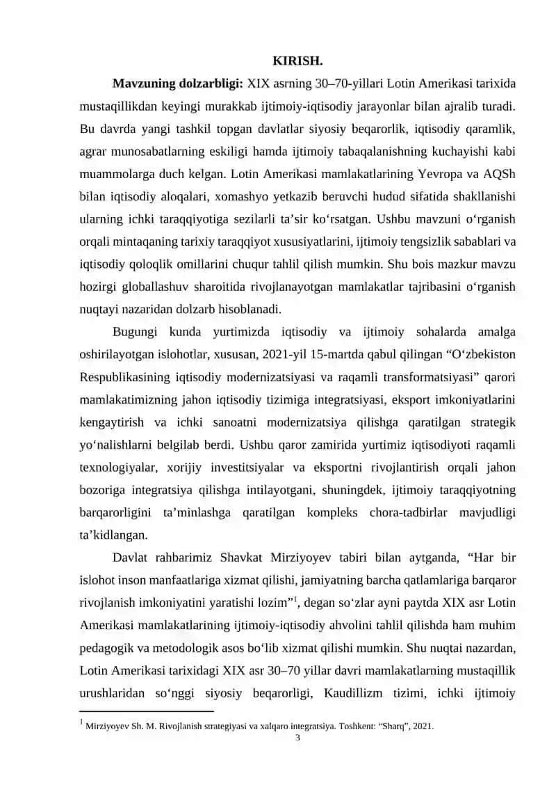 XIX ASRNING 30-70 YILLARIDA LOTIN AMERIKASI DAVLATLARINING IJTIMOIY-IQTISODIY AHVOLI 3