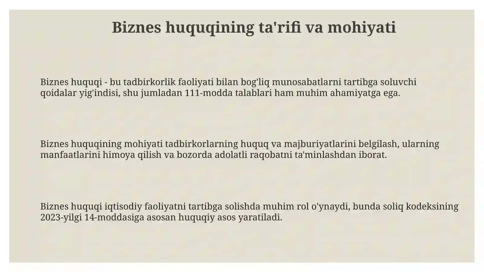 Biznes huquqitushunchasi, ahamiyati va prinsiplari 3
