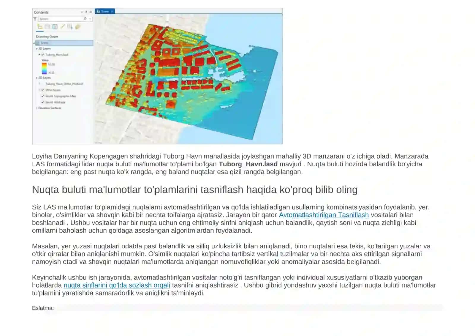 Kopengagen shahri Tuborg Havn tumanini 3D formatida modellashtirish 3