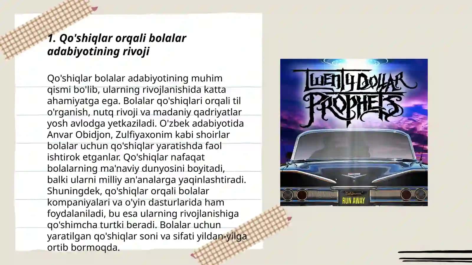 Qo'shiqlarning bolalar adabiyotidagi o'rnini ko'rsatuvchi albom 3