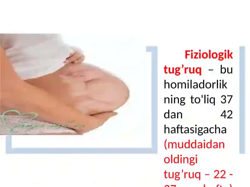 Fiziologik tug’ruq. Tug’ruqni boshlanishi sabablari va uni boshqarilishi. Tug’ruq davrlari klinikasi va biomexanizmi. Normal tug’ruqni olib borish va tug’dirish. Homila chanog’i bilan kelganida tug’ruq 3