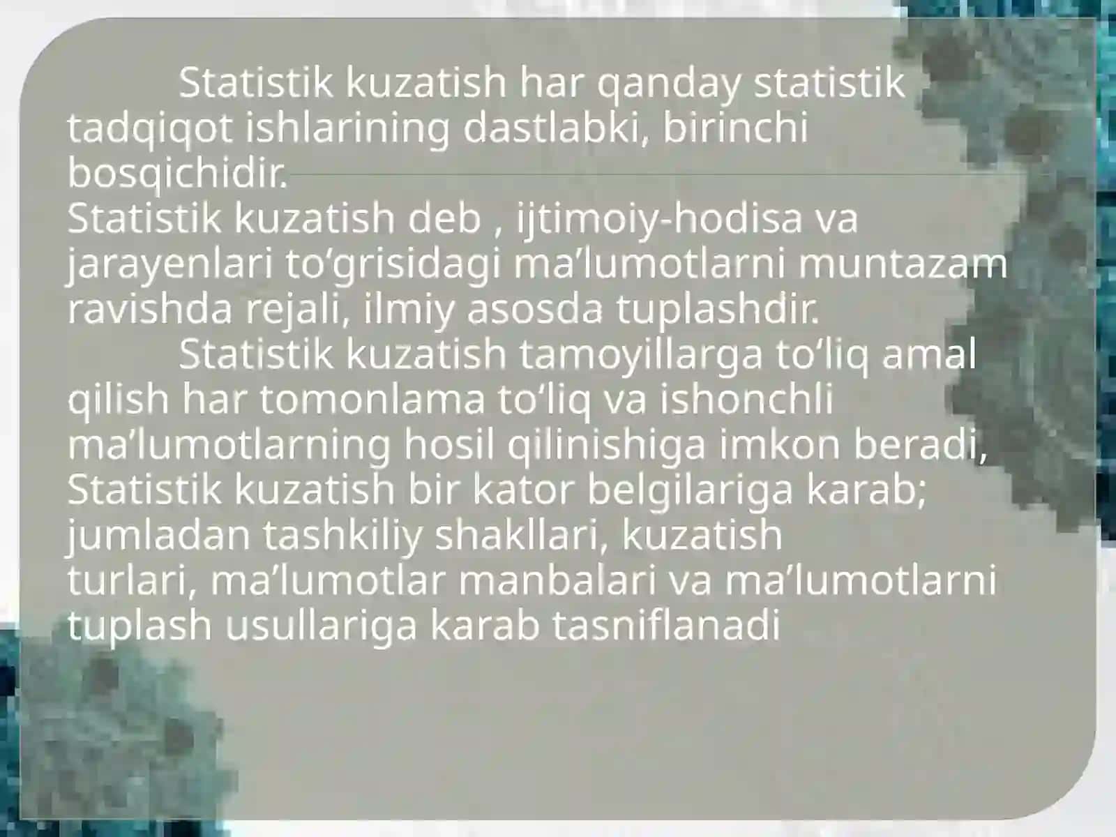 Statistik kuzatish uslubiyoti 3