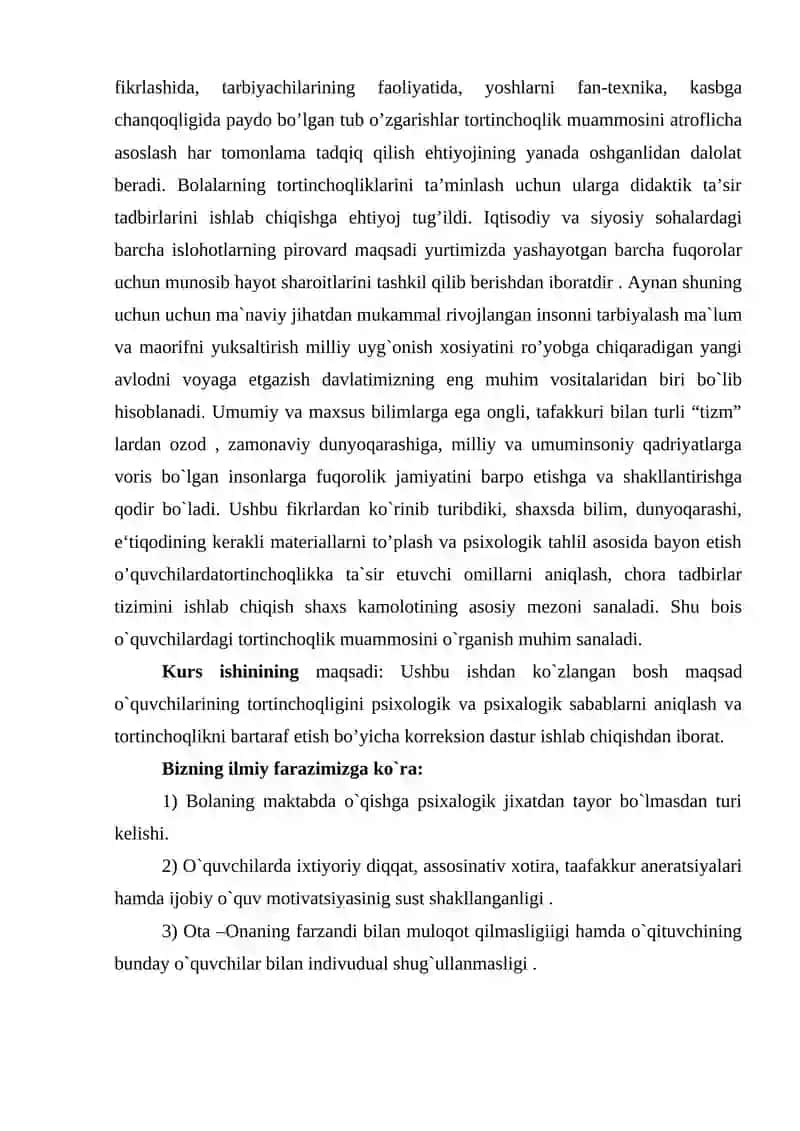 Tortinchoq o‘quvchilar bilan olib boriladigan korreksion ishlarni tashkil qilish 3