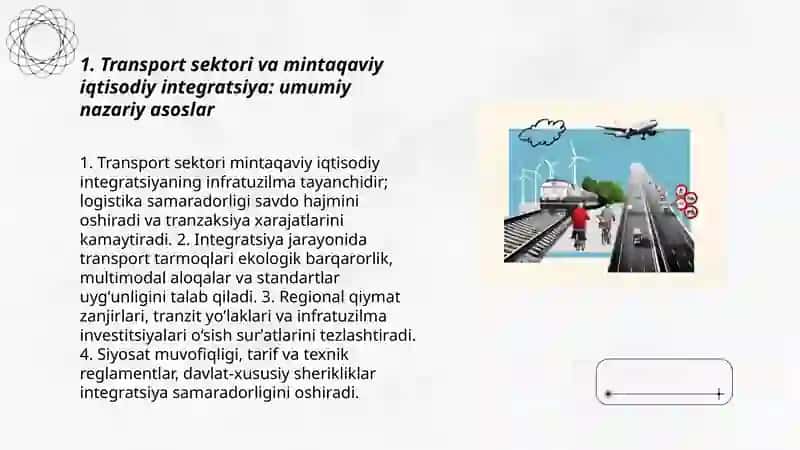 Transport sektori va iqtisodiy integratsiya jarayonlari 3