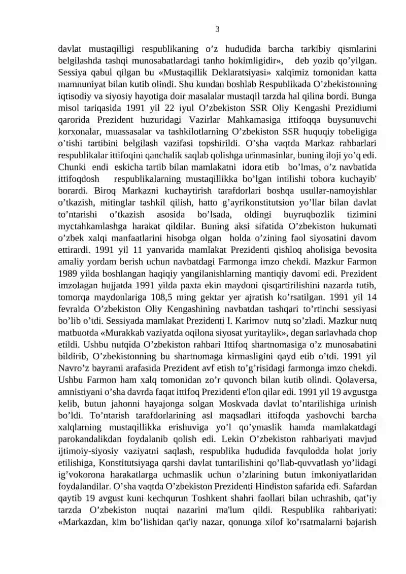 Mustaqil O‘zbekiston Respublikasi tashkil topishining tarixiy ahamiyati 3