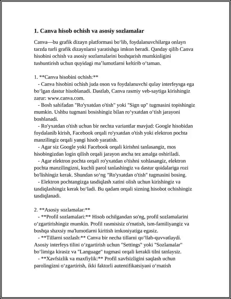 CANVA DASTURI ULARDAN FOYDALANISH ASOSLARI 3