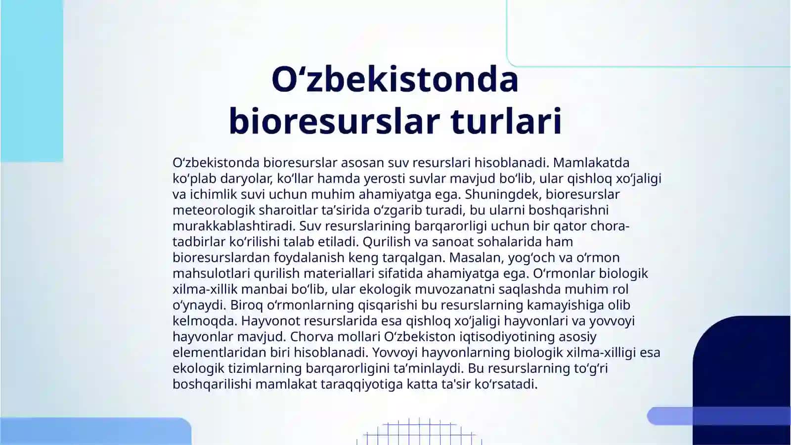 OʻZBEKISTONDA BIORESURSLARDAN FOYDALANISH MUAMMOLARINI TAHLIL QILISH 3