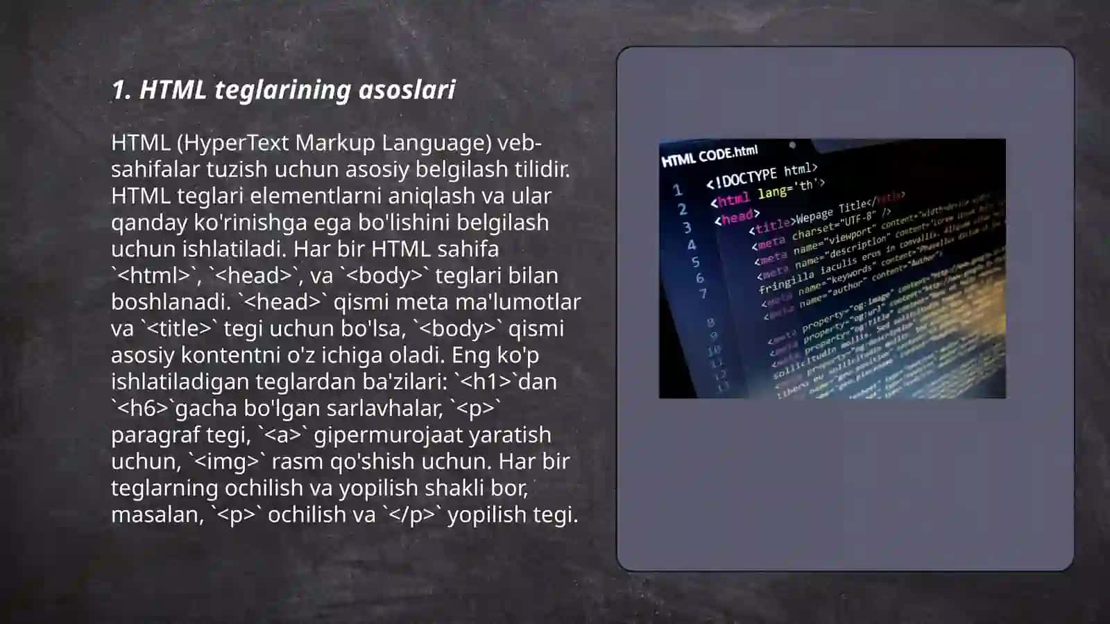 HTML teglarining asoslari 3