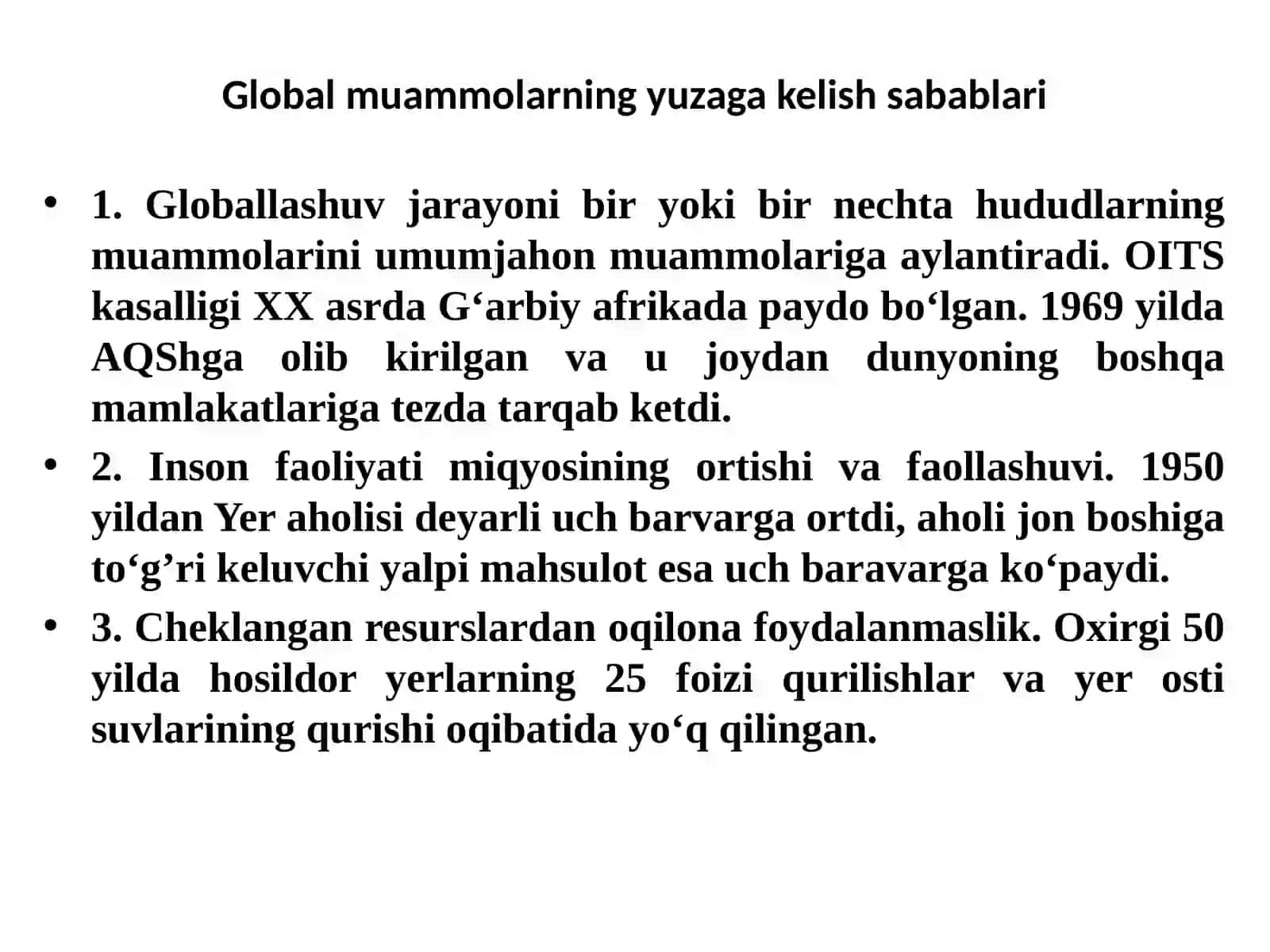 Jahon iqtisodiyotni globallashuv muammolari va ularning guruhlanishi 3
