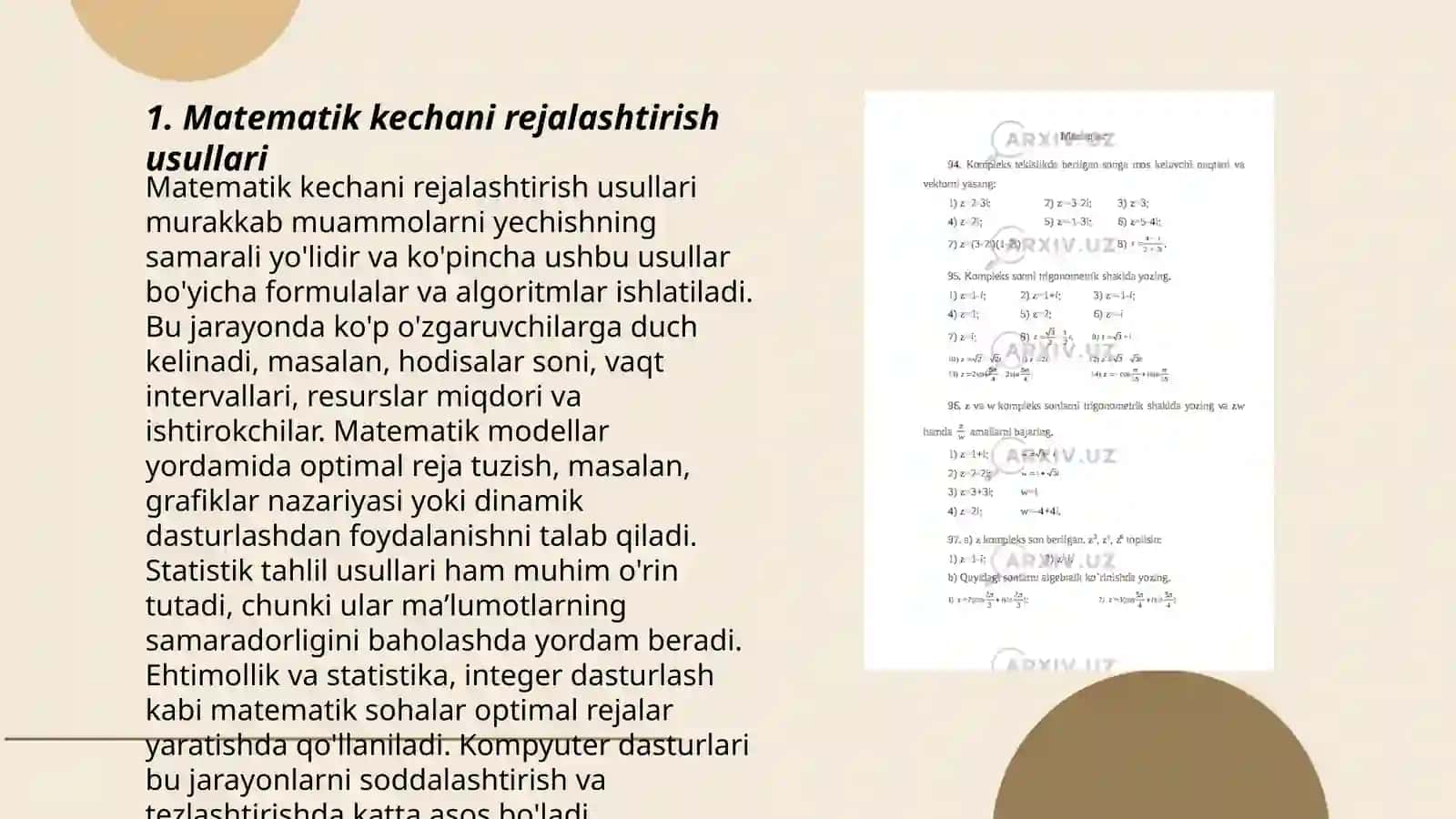 Mavsumning Matematikadan sinfdan tashqari ishlarni tashkil qilish fanidan tayyorlagan taqdimoti 3
