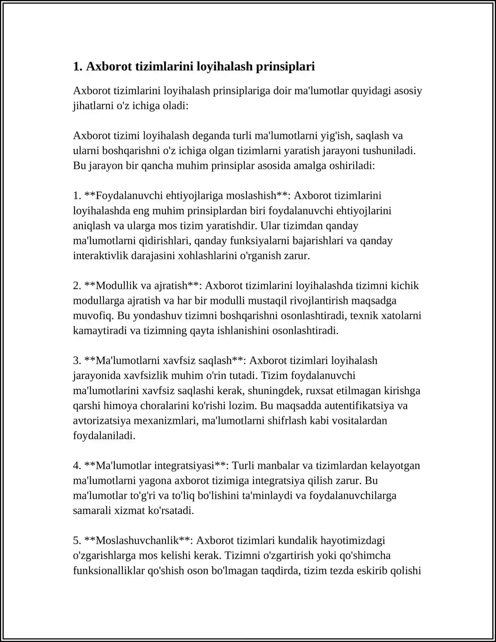 Axborot tizimlarini loyihalashtirish va uning asosiy bosqichlari 3